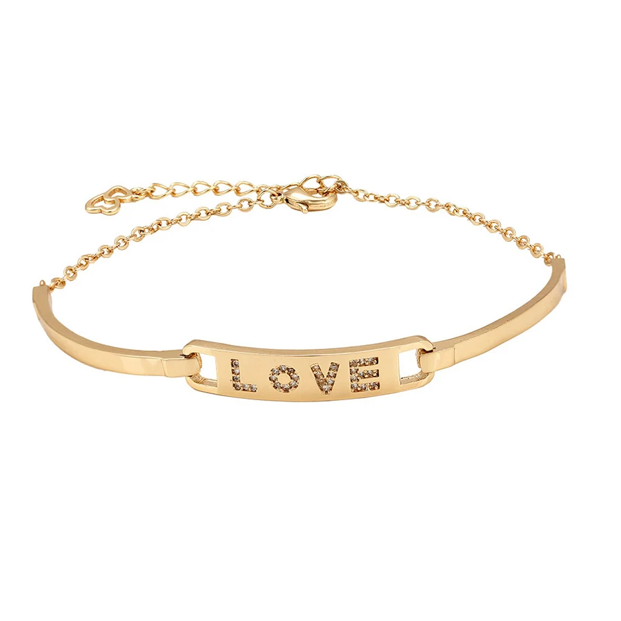 

75008 Xuping best selling trendy gold plated baby bracelet with love engraved