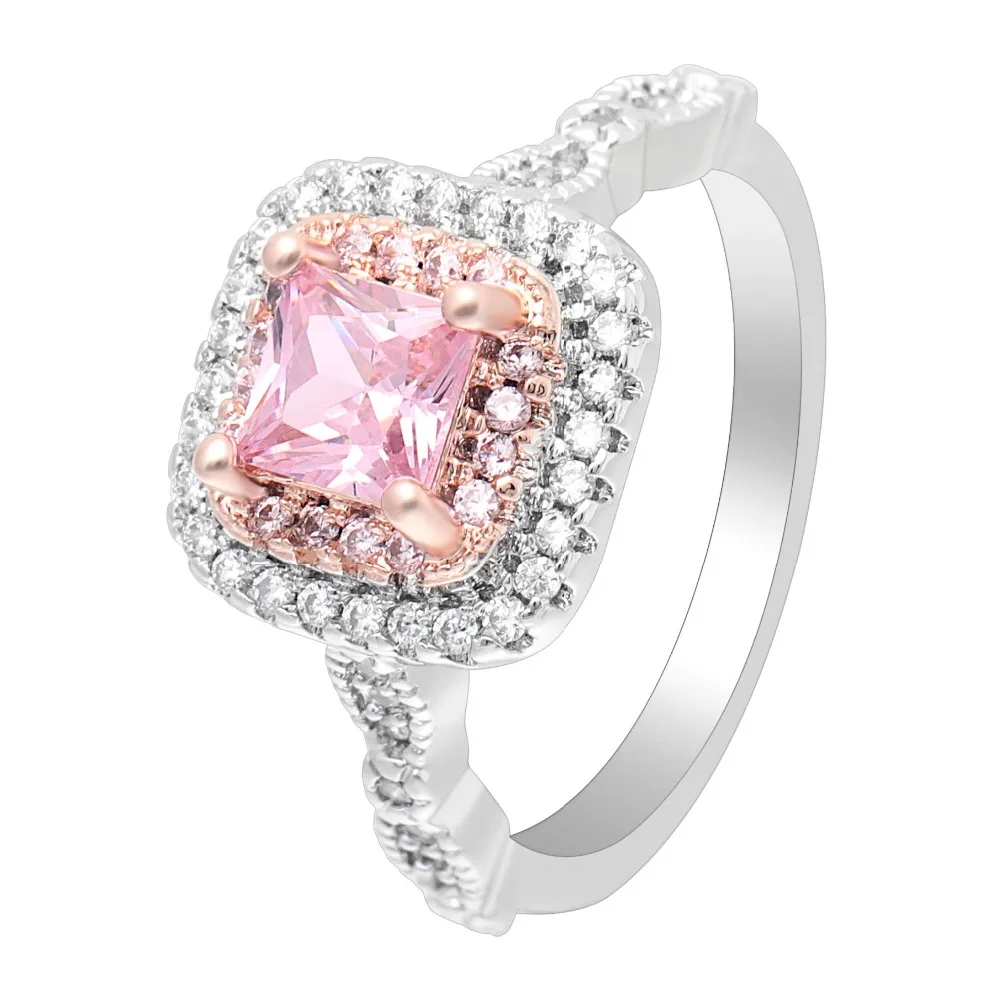 

Women Fashion jewelry New wedding Ring wholesale Diamond Ring pink zircon