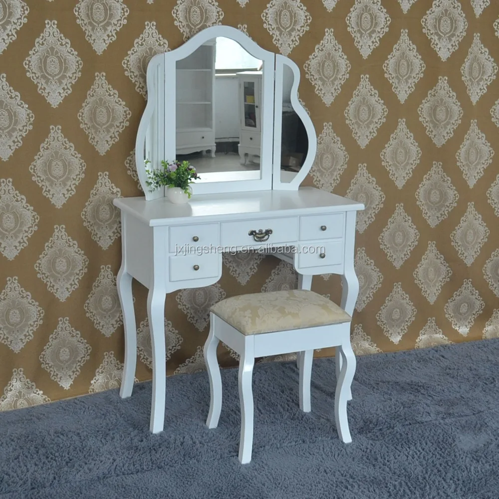 Wardrobe Jewelry Making Table Wooden Dressing Table Mirror With