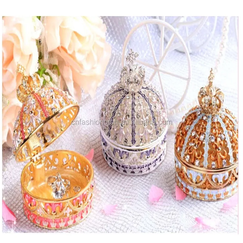 wedding party gift golden crown metal jewelry box for gifts item