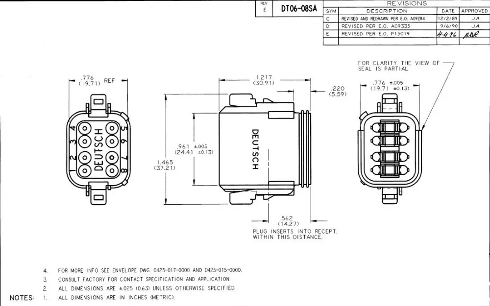 8 Way Female Dt Deutsch Connector Dt06-08s - Buy Deutsch Connector Dt06