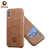 Handcrafted clear view custom cowhide mobile leather phone case for iPhone XS Max