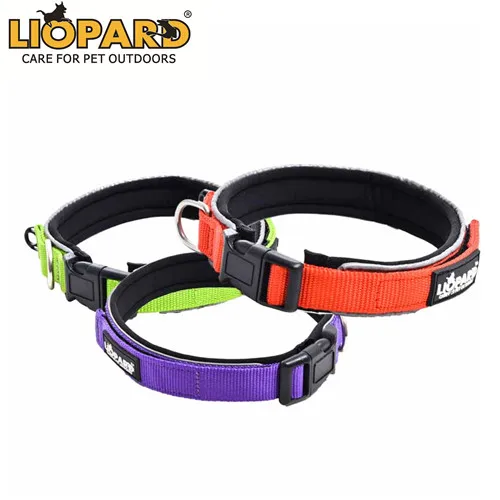 

Adjustable padded neoprene durable nylon dog training collar pet accessory pet supplies, Red,purple,lemon green