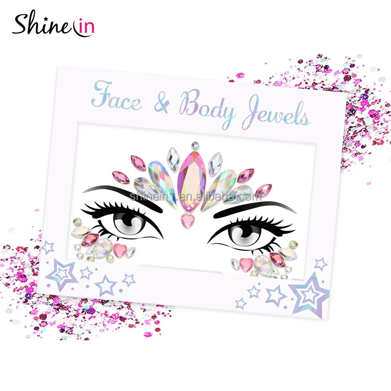 

New Arrival Pink Girl Crystal Eye Decoration Temporary Rhinestone Sticker Safe Crystal Face Jewels For Forehead Decoration