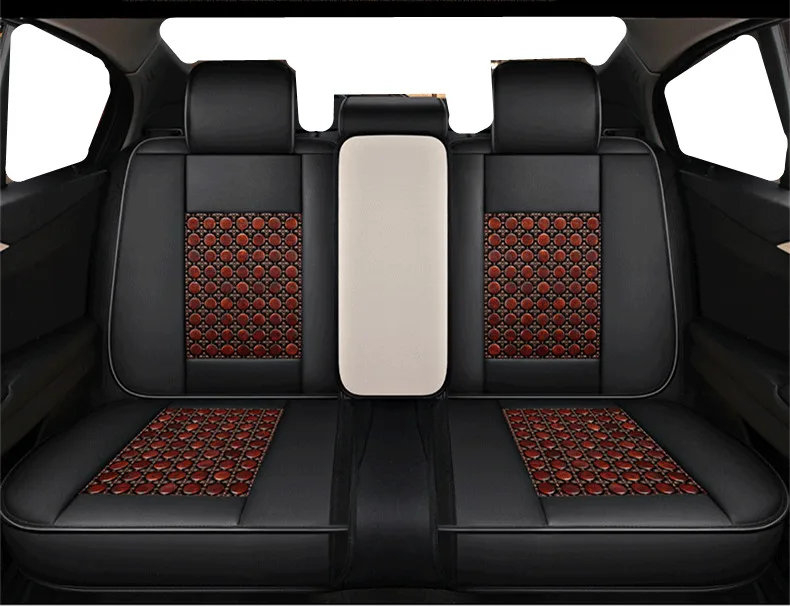 
Car Seat Cushion Factory Price Luxury Pearwood Leather Car Seat Cover-Beige 