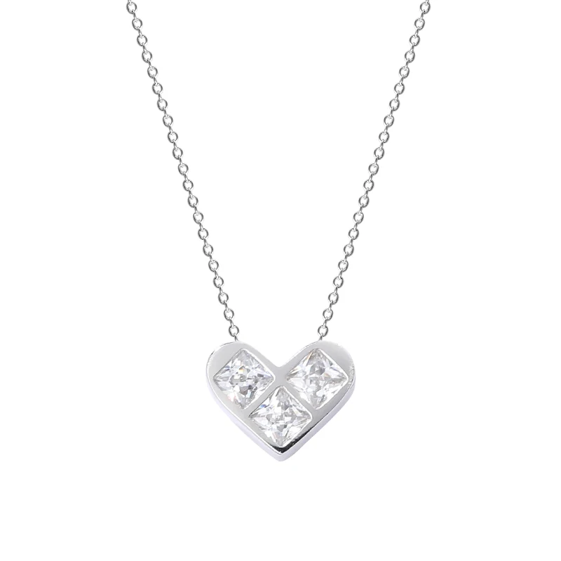 

Temperament Heart Pendant with Zircon Geometric Design Clavicle Necklace