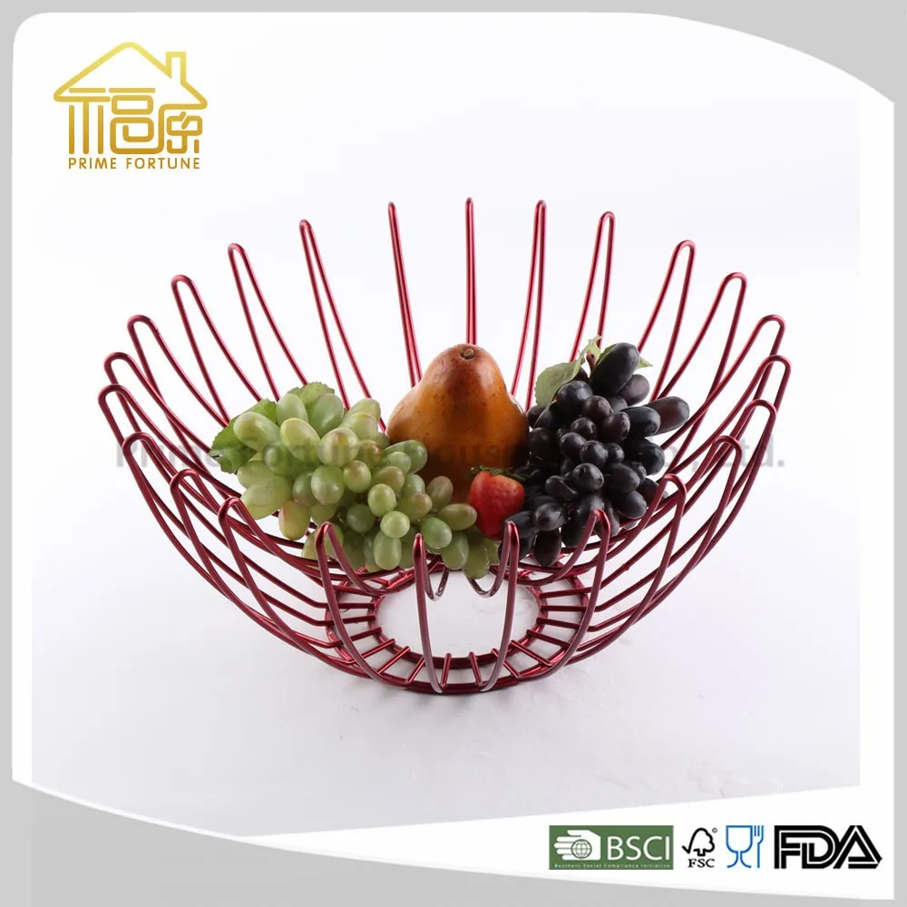 Eco Friendly Round Fruit Basket With Red Color Fruit Basket With Net ...