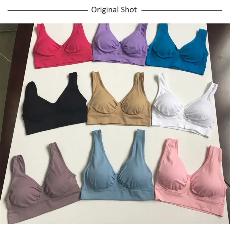 

GENIE BRA Seamless sports bra with pads as seen on tv Non-adjusted Straps Soft full cups Bra Solid Color lingerie Wholesale