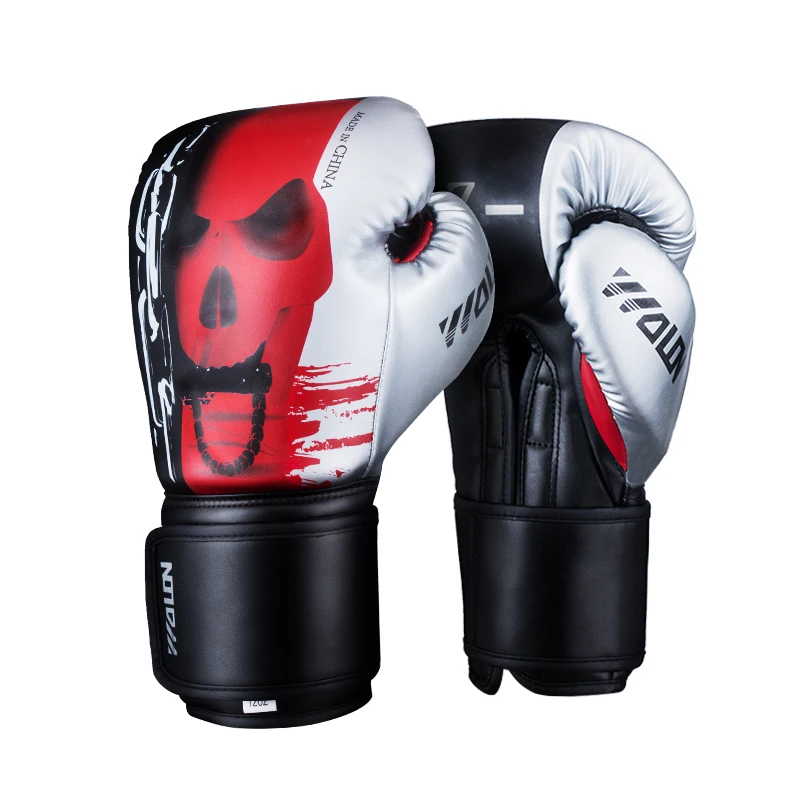 

design your own logo PU Leather Muay Thai boxing gloves, Silver+red /silver+black