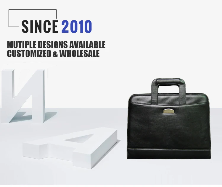 Zipper Ring Binder PVC Leather Folder Document Bag Calculator