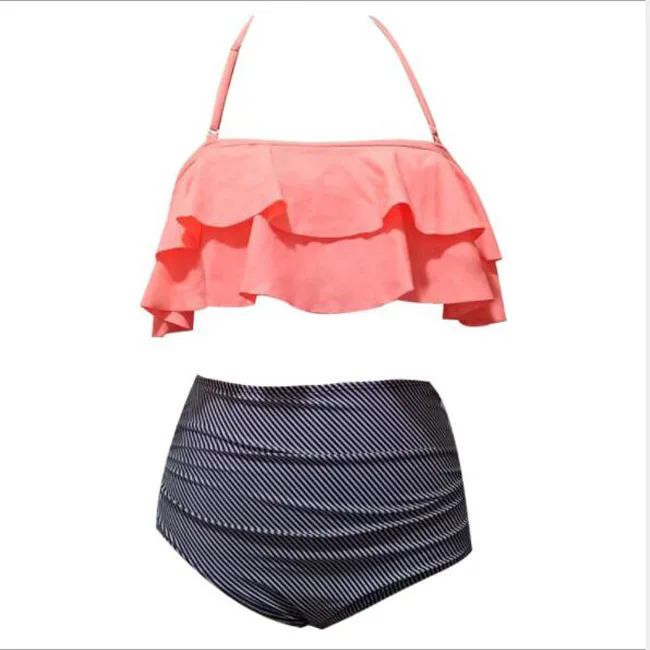 

2018 Wholesale high waist digital Printing Two Piece Bikini Swimwear, Mixed colors
