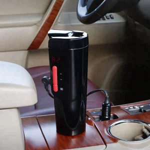Smart Temperature Control Travel Mug- Redsalmon 12V electric heated coffee mug with Tritan & Digital display 350ML/Black