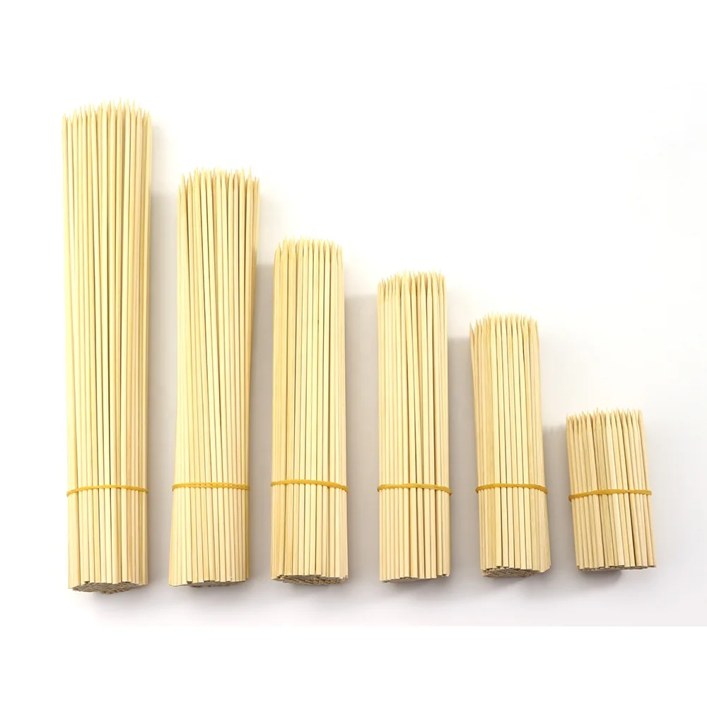 

2mm 5mm custom made bamboo skewer sticks for marshmallow roasting food, Natural color