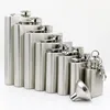 0.7mm thickened 304 stainless steel whiskey alcohol liquor hip flask with leather bag