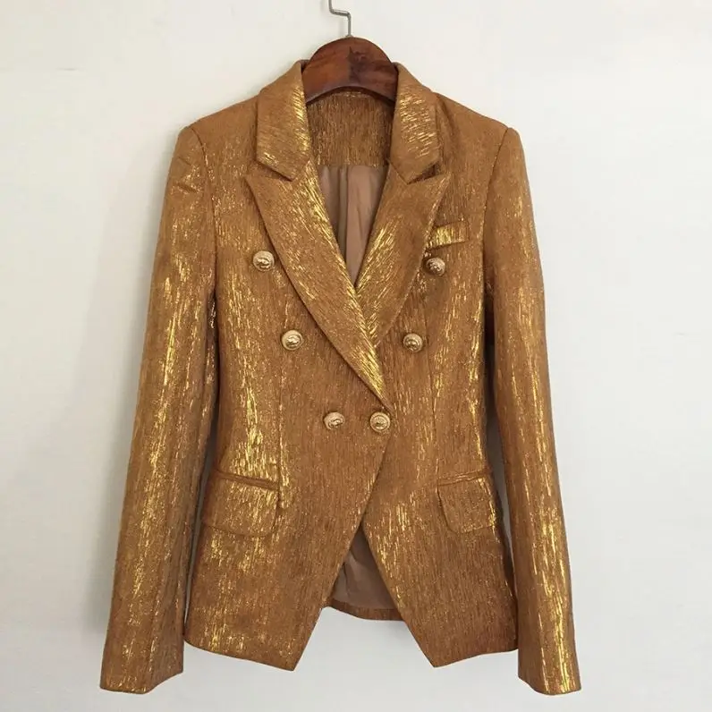 Classic Ladies Plus Size High Quality Blazer Women Long Sleeve Gold Jackets Blazer Female Office Formal Suit Jacket Outfit