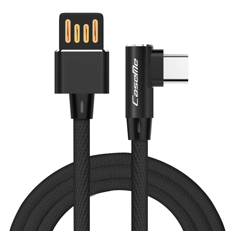 

Free Shipping CaseMe Fast Charging Data Transferring USD Type C Cable For Galaxy S8 S9 S10 Note 8 9 L Shape Curve 3.0 Data Cable, Black;red