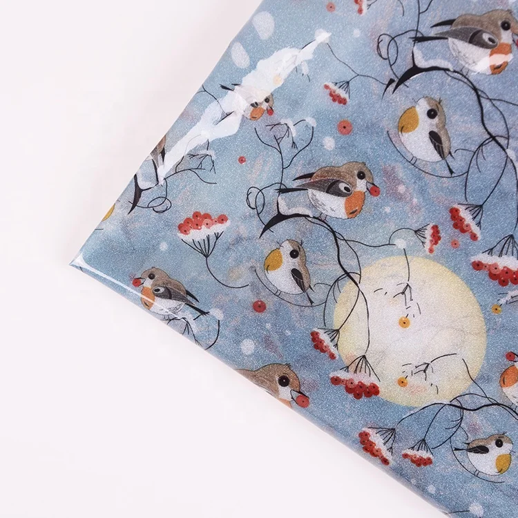 
Waterproof polyester bird flower moon digital printed translucent tpu fabric for raincoat rainshoes 