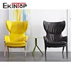 Imported comfort leisure single seater modern design leather mini hotel bedroom wooden cafe lounge sofa chair