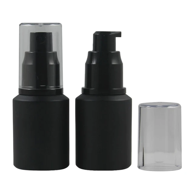 

Fuyun In stock cosmetic 30ml cylinder container cream black frosted glass lotion bottle