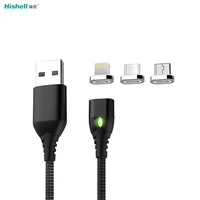 

For iPhone ,Micro,Type-C 3A Magnetic Fast USB Charger LED Data Transfer Cable