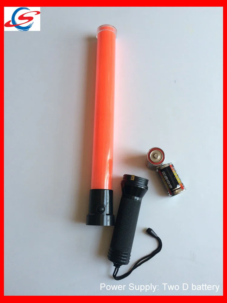 
54cm rechargeable security white torch red led flashing traffic baton light 