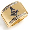 18K gold black AG symbol laser Freemason Masonic Rings with crystal stones