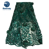 

Bestway latest sequin embroidery nigerian lace fabric for wedding