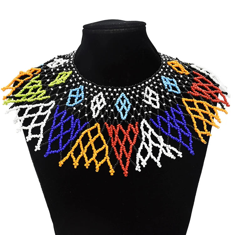 

10 Colors African Tribal New Fashion Collar Necklace Colorful Acrylic Beaded Indian Ethnic Bib Choker Statement Necklace