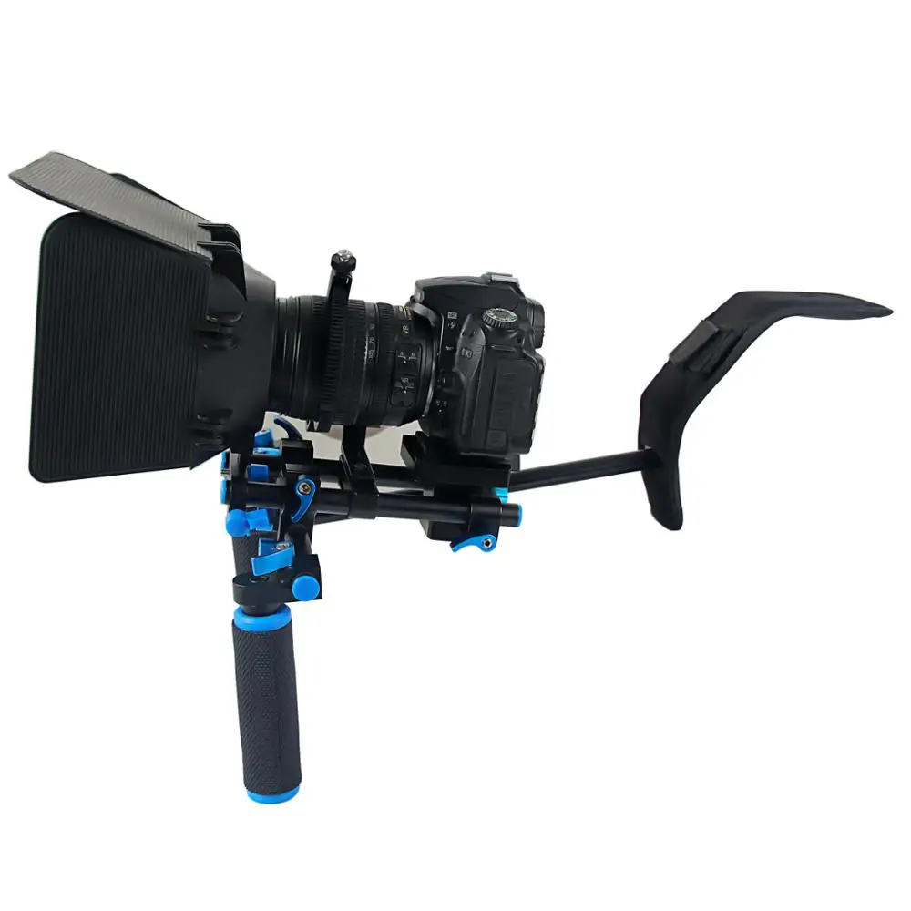 

YELANGU Handgrip DSLR Rig D4 Shoulder Mount Portable Camera Bracket for Camera Shooting, Black and blue