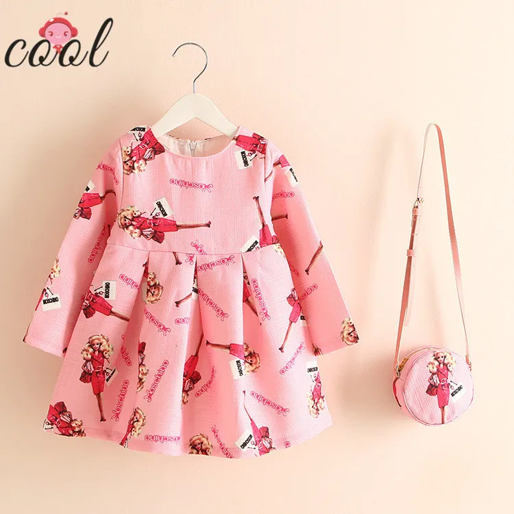 

fashion girl printed boutique spring dress clothing wholesale bag dresses baby frock design pictures, White;green;pink;yellow