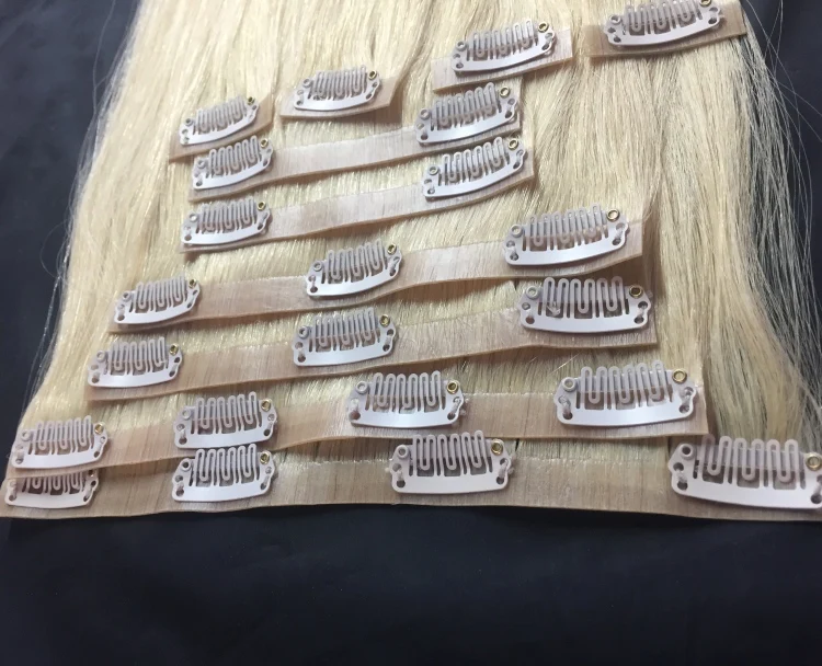 

New arrival hot selling double drawn PU seamless clips in hair extension, All colors