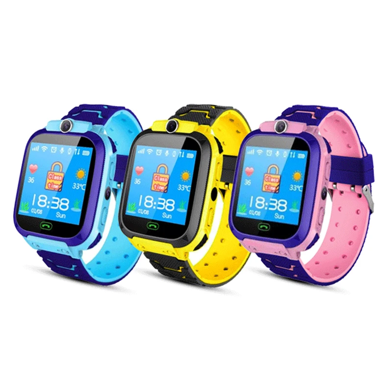 The latest yellow Waterproof IP67 Children Smartwatch GPS Tracking SOS Locator GPS tracker Smart Kids Q12 watch for Kids