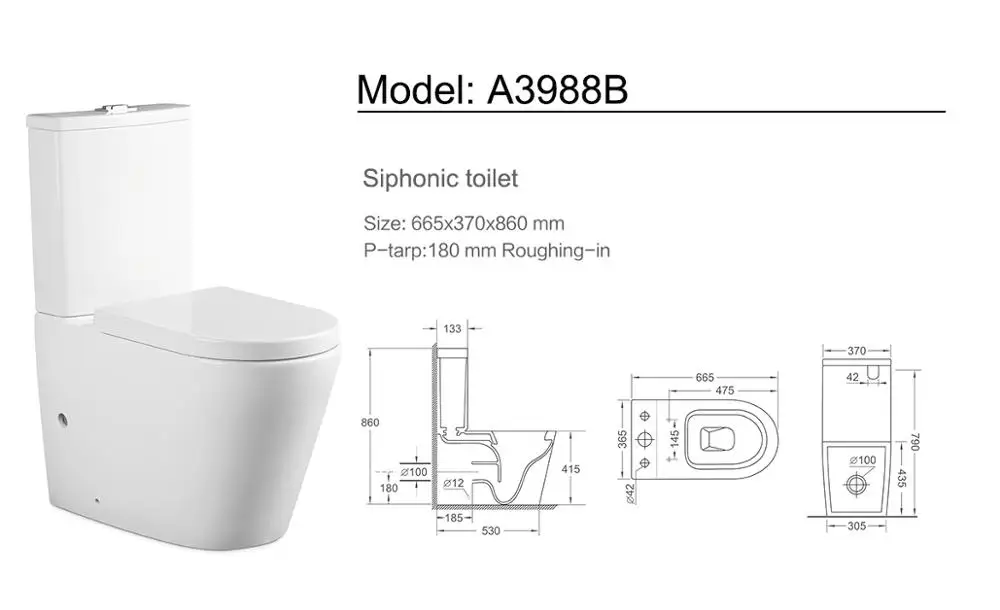 bathroom high quality ceramic two pieces toilet suite