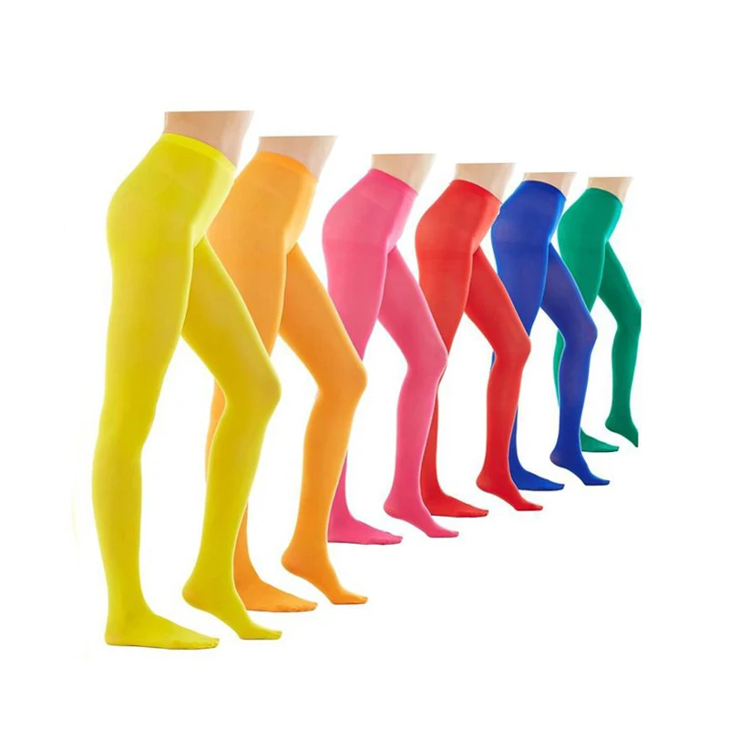 

Wholesale Bright colorful Ladies Tights 80D Opaque Solid Color Footed Tights Colorful Pantyhose