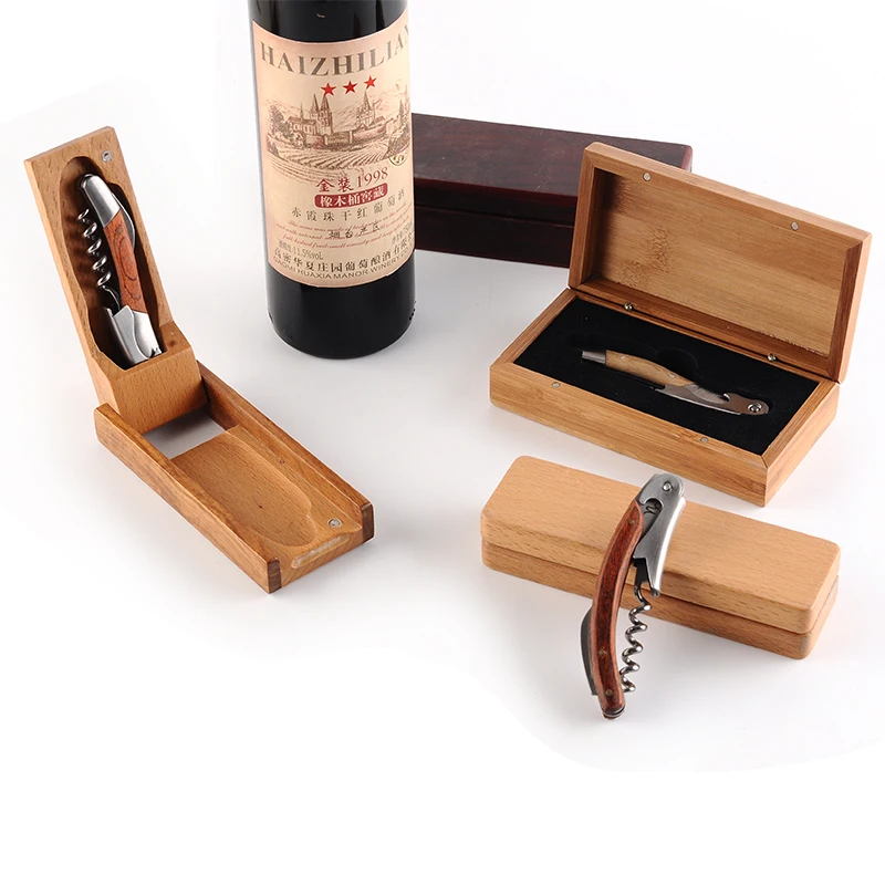 Fancy Double Hinge Wood Handle Corkscrew Waiters Wine Key Bottle Opener