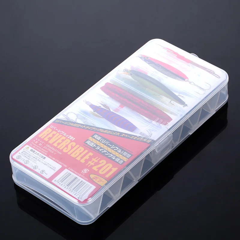 
Peche Double Sided 14 Compartments Plastic Fishing Hooks Baits Lure Box Case Storage Custom Reversible Fishing Tackle Box 