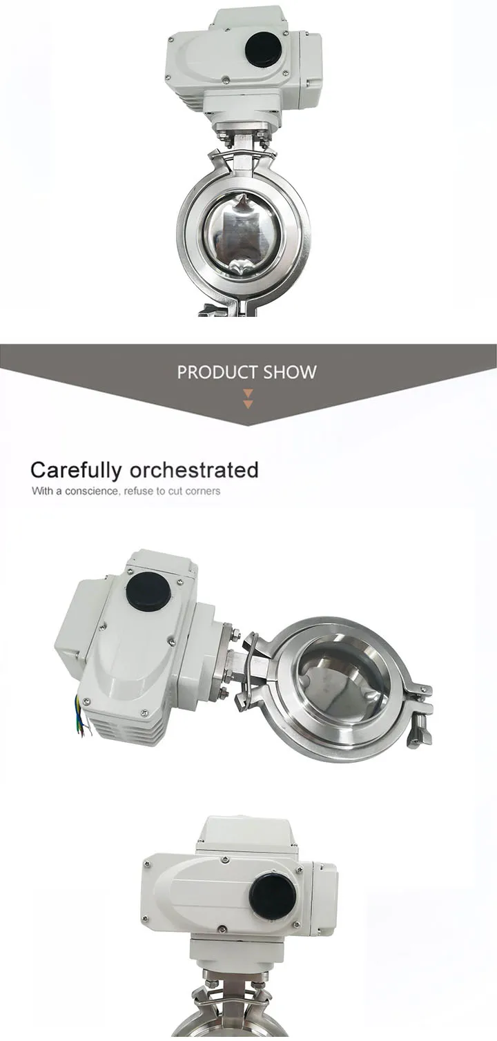 Hygienic Stainless Steel Electric Butterfly Valve with Electric Actuator