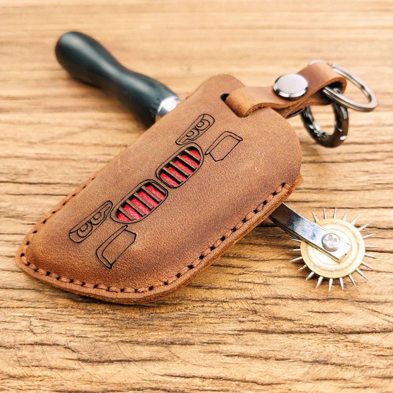 brown leather key case