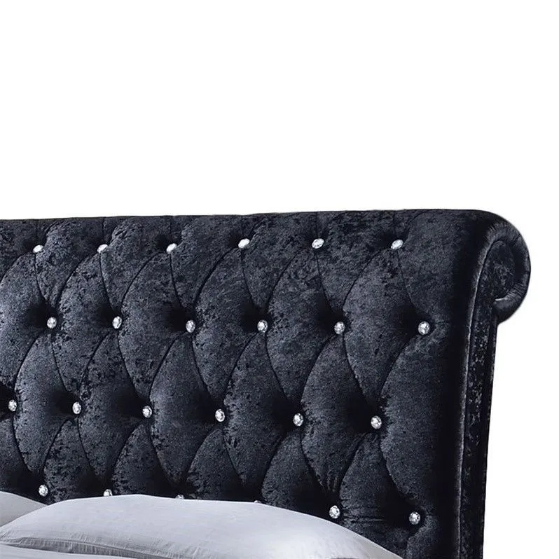 Black Castello Velvet Upholstered King Sleigh Bed Buy Black Sleigh