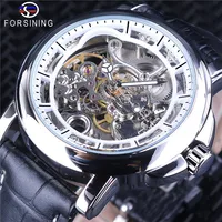 

Forsining 2018 Fashion Full Black Openwork Watches Mens Mechanical Wristwatches Top Brand Luxury Genuine Leather Belt Male Clock