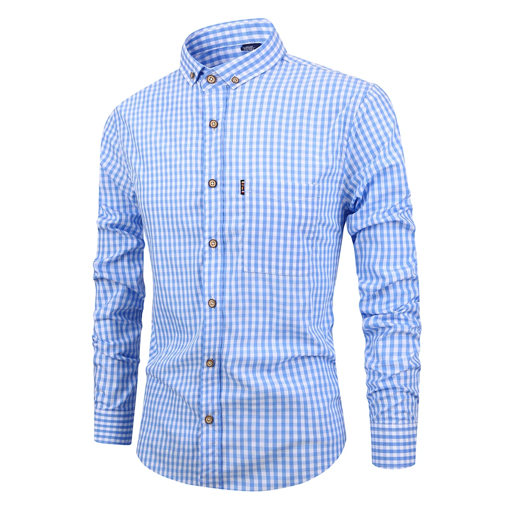 

Custom Casual 100 cotton fitness long sleeve plaid shirts for men, Light blue ,dark blue, red plaid ,black white plaid
