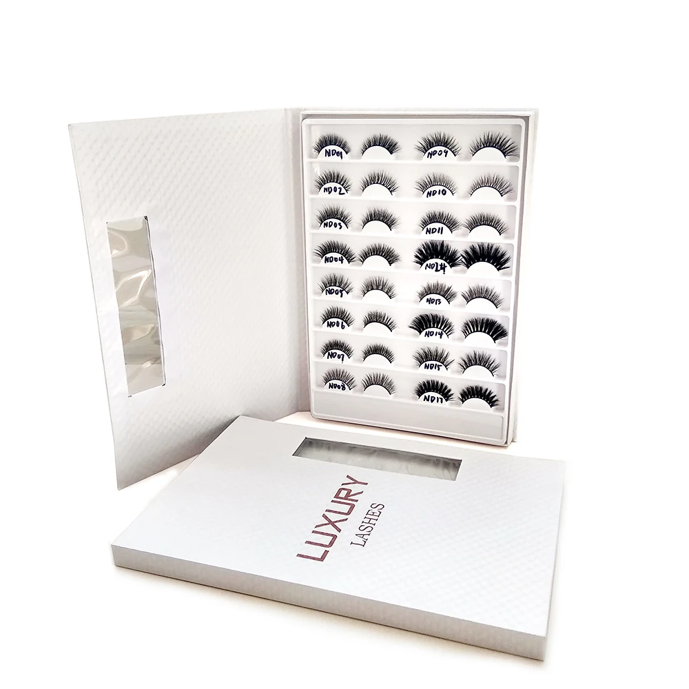 High quality wholesale faux mink eyelashes 3D silk strip lashes book