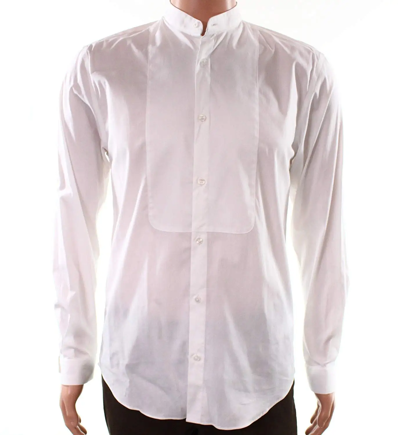 LianXiYou Men Long Sleeve Banded Collar Floral Print Fitted Mid Long Shirt