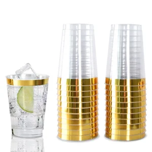 Gold Plastic Cups include 9oz/10oz/12oz, Plastic Wedding Party Cups for wedding decoration party