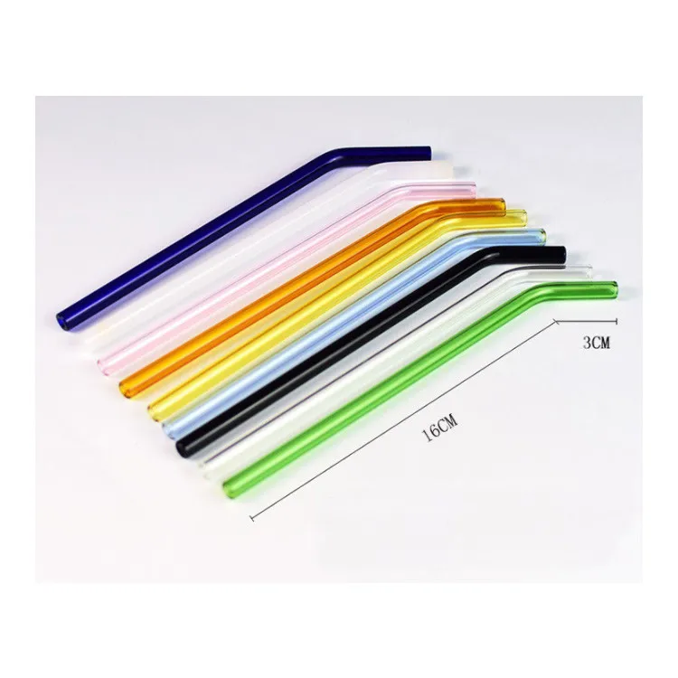 

Custom Logo High Borosilicate Straw Set Pyrex Colorful Clear Glass Drinking Straw With Cleaning Brush And Bags, Colorful/transparent