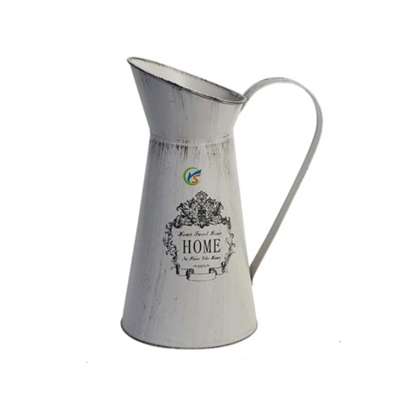 Rustique Gris étain métal baratte Vase Décoratif Fleur Plante Maison Jardin Affichage