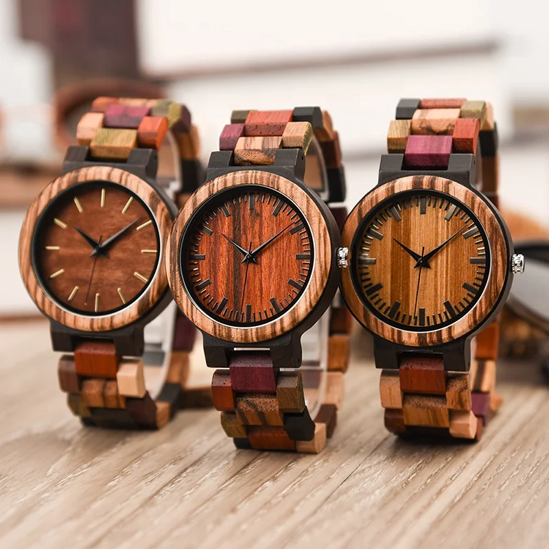 

2020 DODO DEER Quartz Engraved Wooden Watches with Colorful Wood Strap Wrist Watch for Men Time Clock