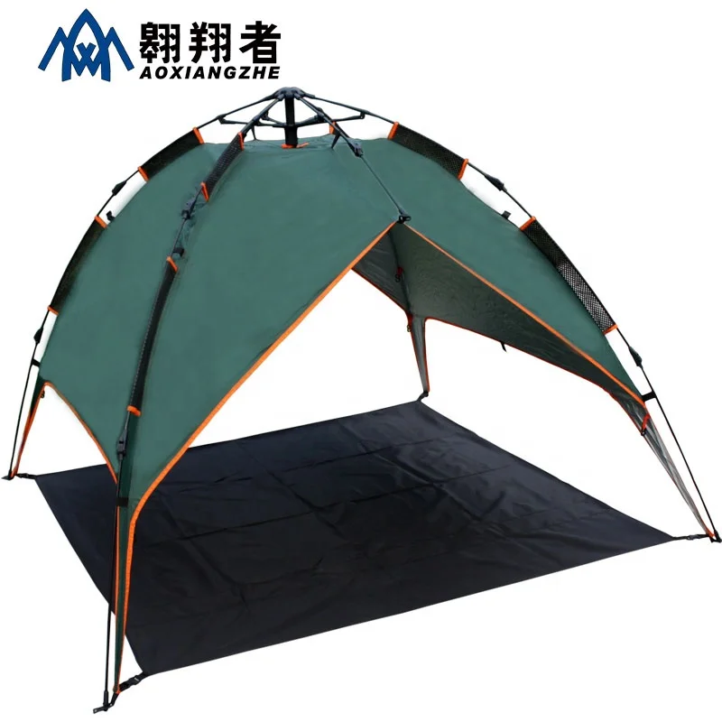 

Military green split automatic tent three speed open double layers 3-4person use folding beach shade tent