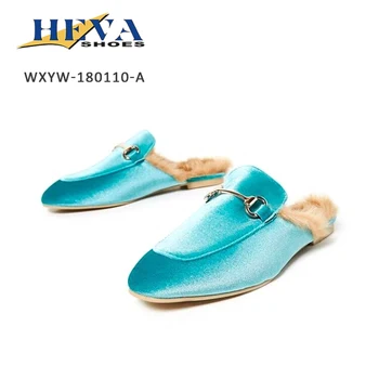 faux fur loafer mules