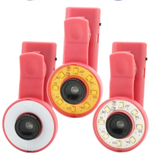 

Mobile Phones Led Light External Flash Phone Wide Angle Led Rechargeable Special Effects Lens, Black white purple pink